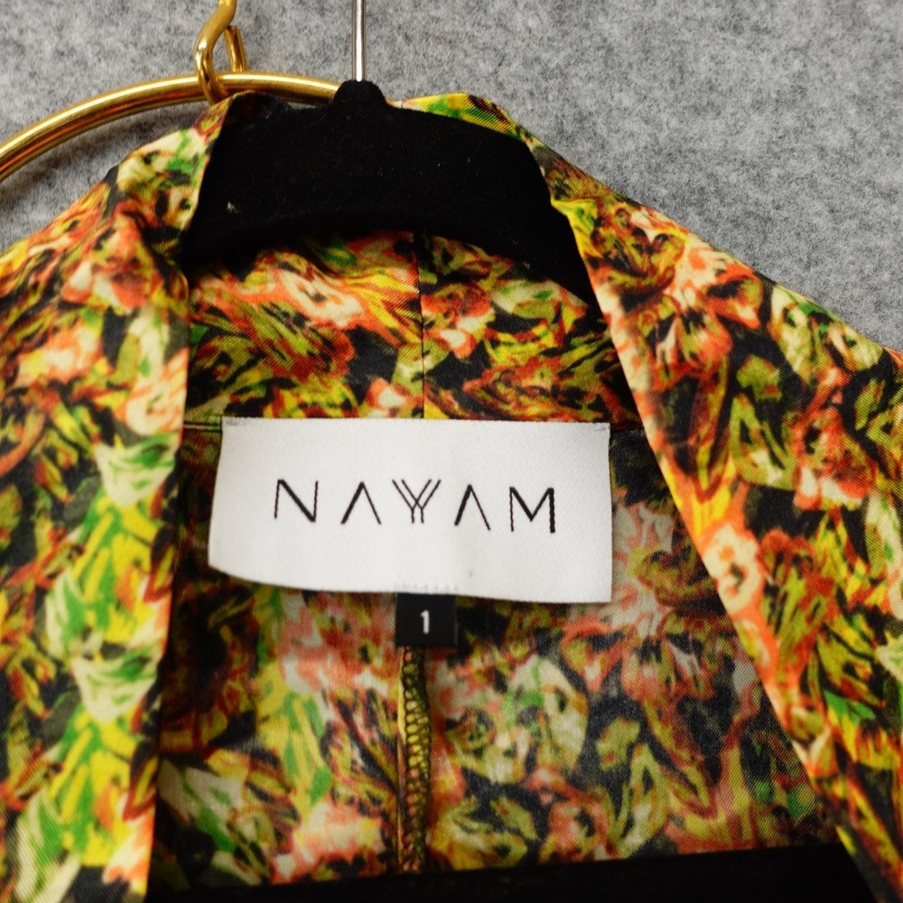 Kimono Robe Womens S M Green Yellow Floral Boho Side Slit Duster Kaftan NAYAM 1 - Picture 3 of 13
